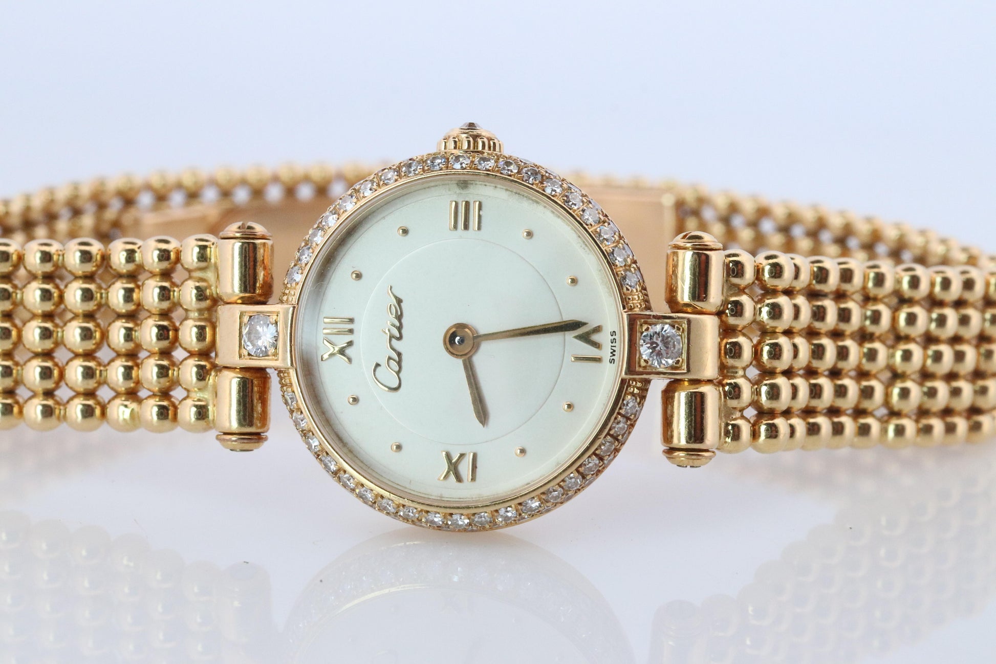 Genuine 18k Cartier Diamond Watch. Cartier Colisee 866026 18K YG Ladies Watch