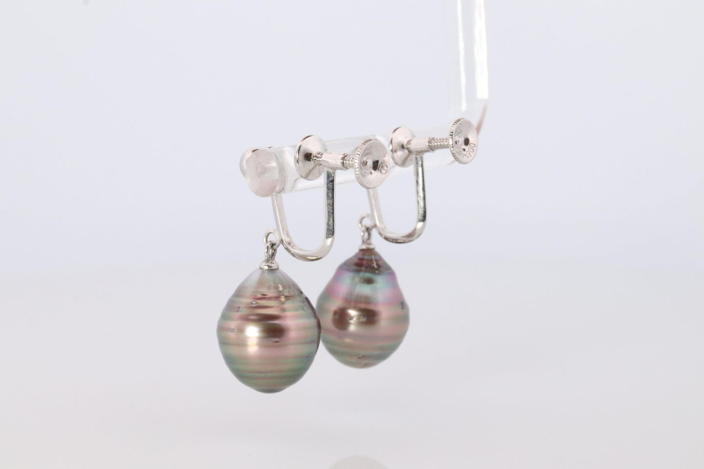 TASAKI Earrings. Genuine Platinum Tahitian Pearl Blister. PT900 Large Tahitian