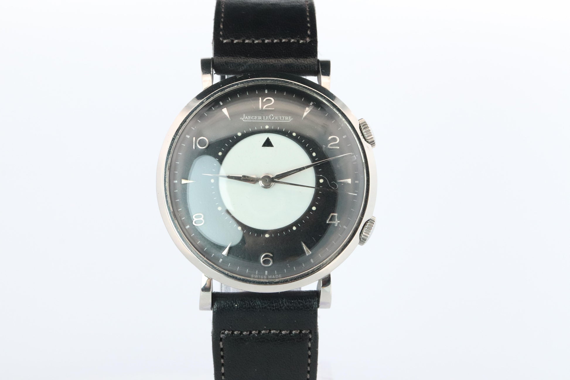 Jaeger Le Coultre Alarm Watch. JLC "Don Draper" Tuxedo Dial E855 Memovox.