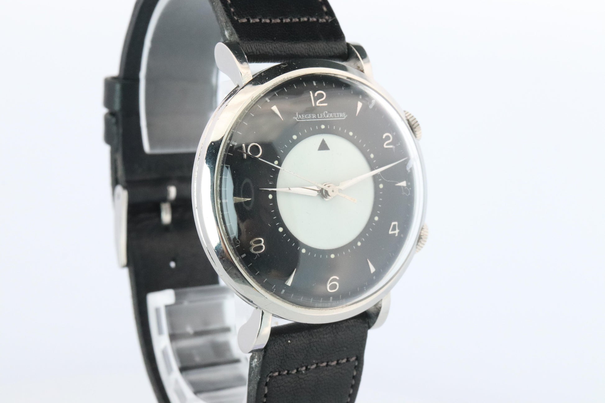 Jaeger Le Coultre Alarm Watch. JLC "Don Draper" Tuxedo Dial E855 Memovox.