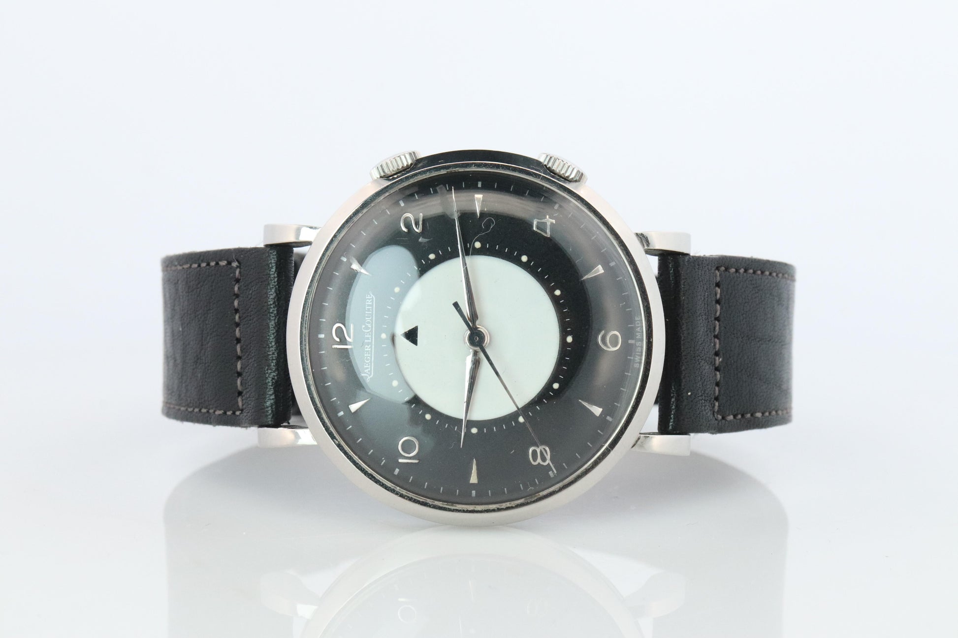 Jaeger Le Coultre Alarm Watch. JLC "Don Draper" Tuxedo Dial E855 Memovox.