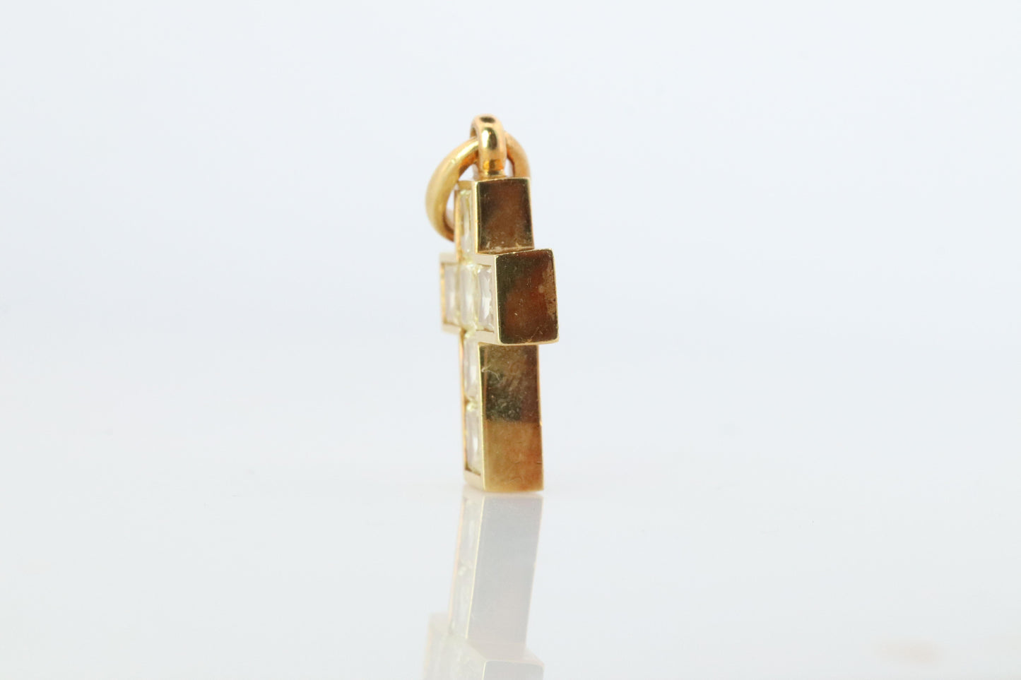 Genuine Cartier Cross Fancy Yellow Diamond Pendant 18k YG Diamond Illusion Charm