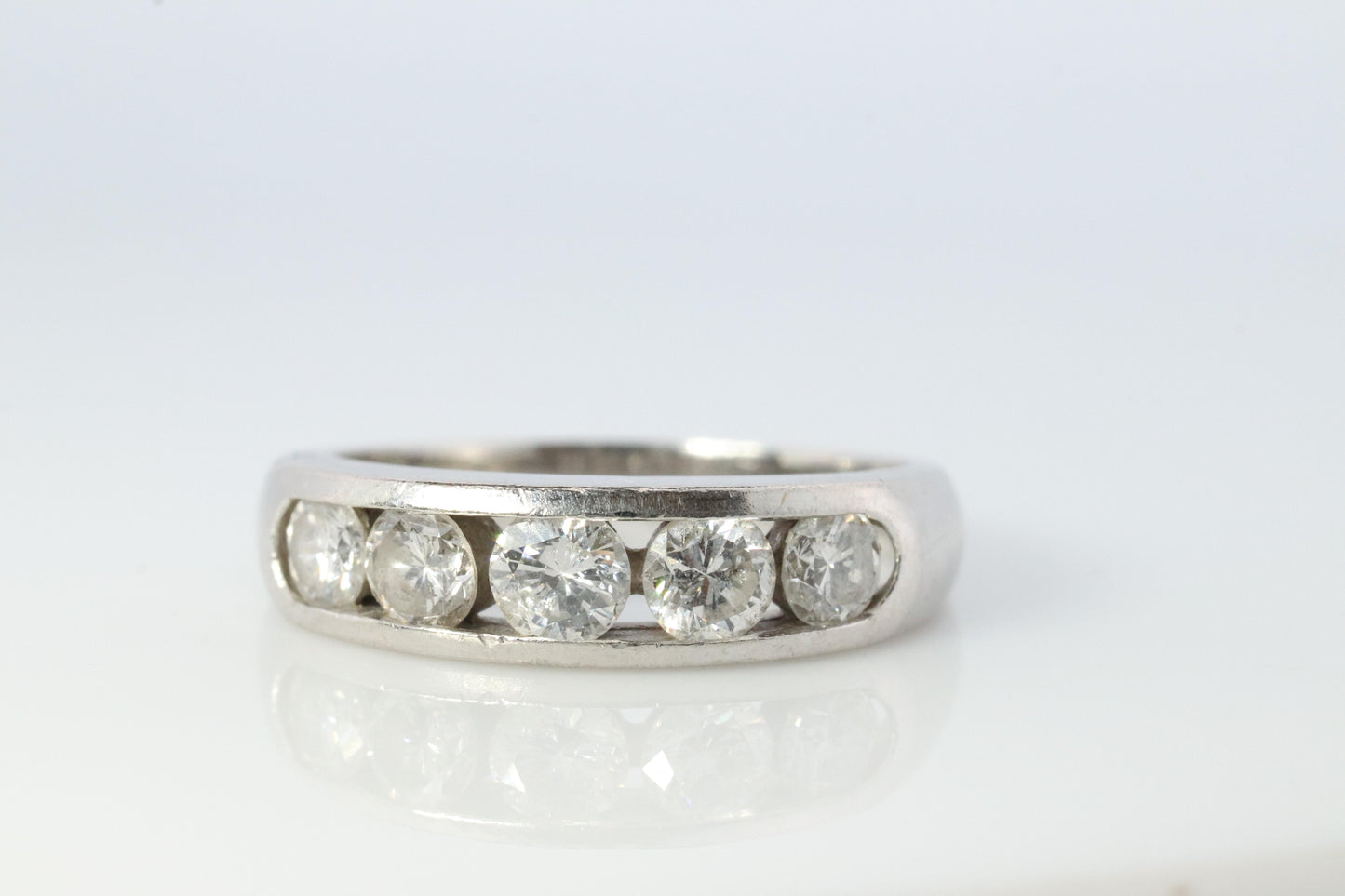 Platinum Diamond eternity band. PT900 1ctw Half Anniversary Infinty channel Ring