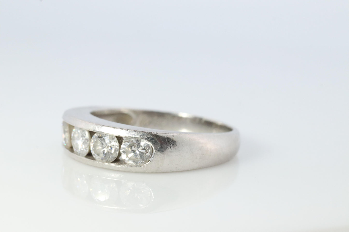 Platinum Diamond eternity band. PT900 1ctw Half Anniversary Infinty channel Ring