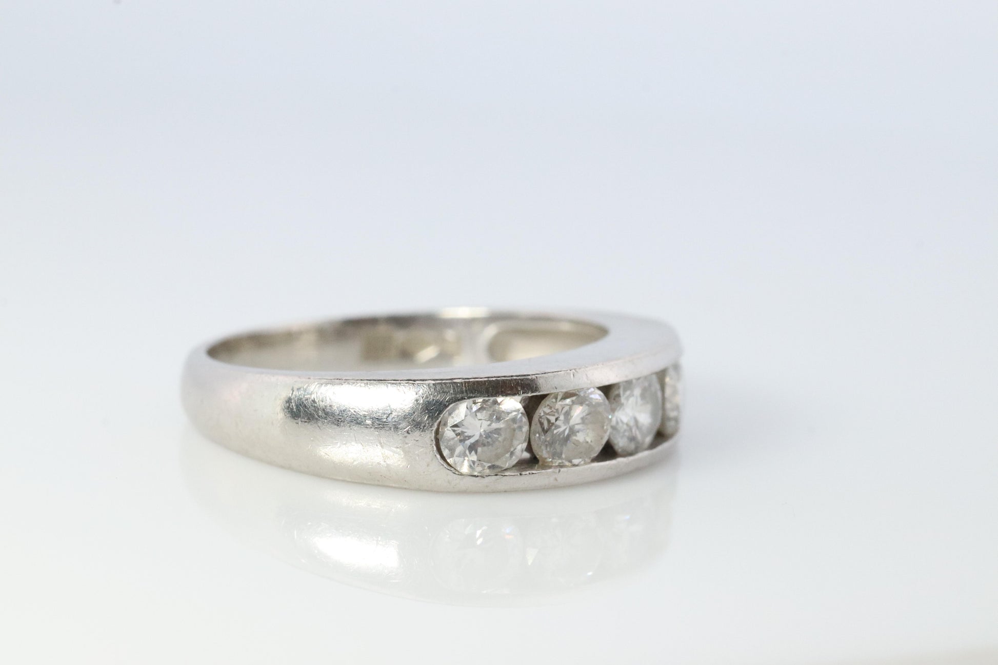 Platinum Diamond eternity band. PT900 1ctw Half Anniversary Infinty channel Ring