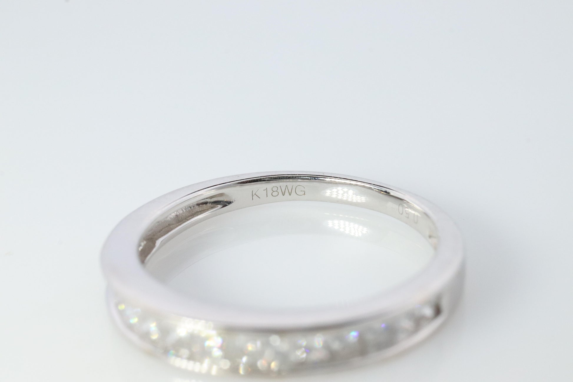 18k Diamond Princess eternity band. 18k White Gold 0.5ctw half anniversary Ring.