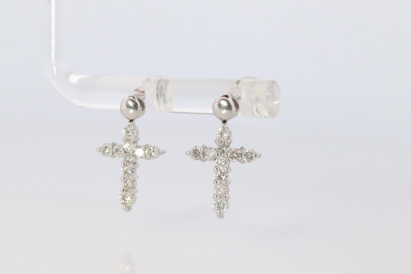 Diamond Cross Earrings. Platinum PT900 1/4ct Diamond Dangle Earrings.