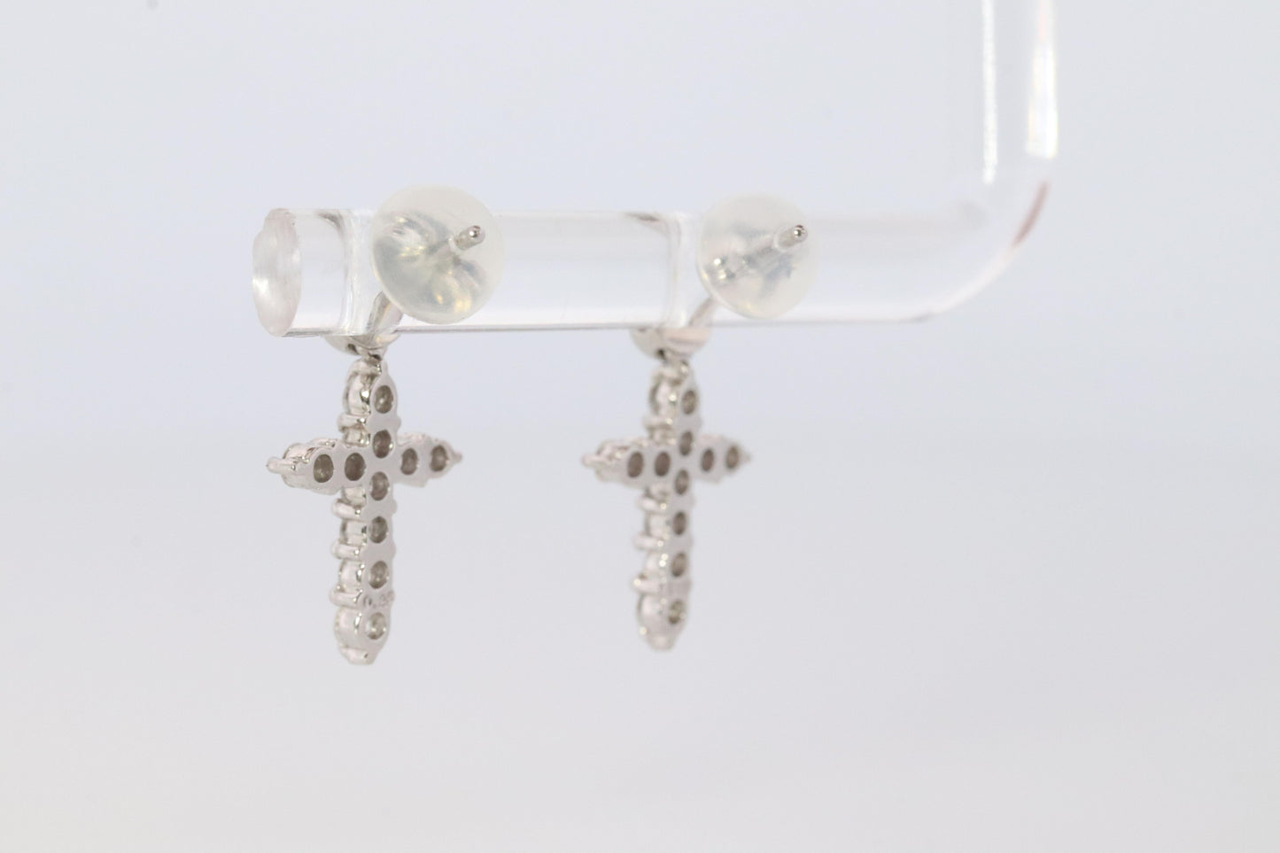 Diamond Cross Earrings. Platinum PT900 1/4ct Diamond Dangle Earrings.