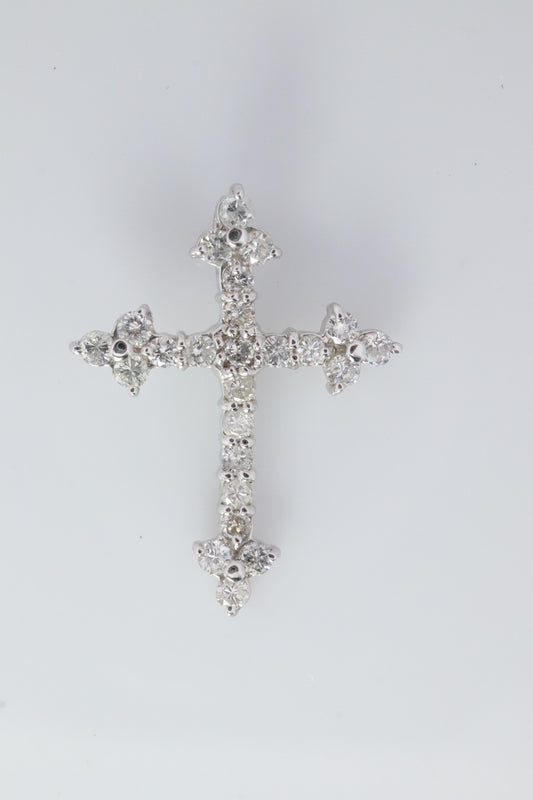 Platinum Diamond Cross Pendant. PT900 0.5ct Diamond Crucifix Pendant.