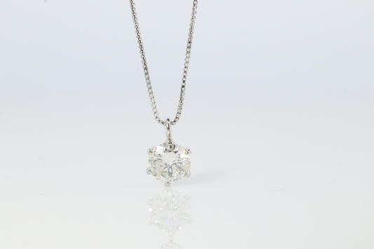 Large Diamond solitaire pendant. Platinum Pt900 Round diamond 0.5CT Necklace