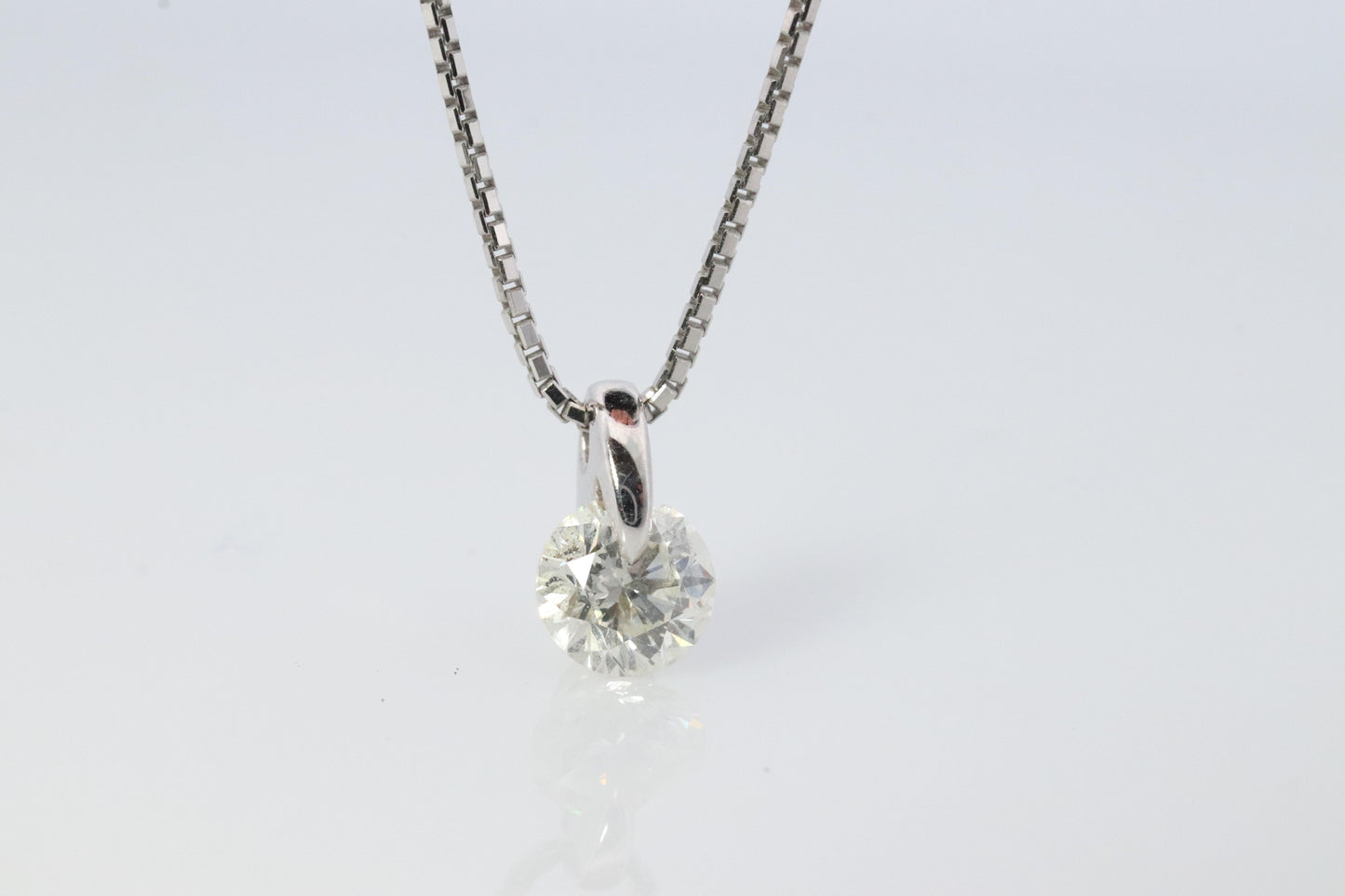 Large Diamond solitaire pendant. Platinum Pt900 Round diamond 0.59CT Necklace