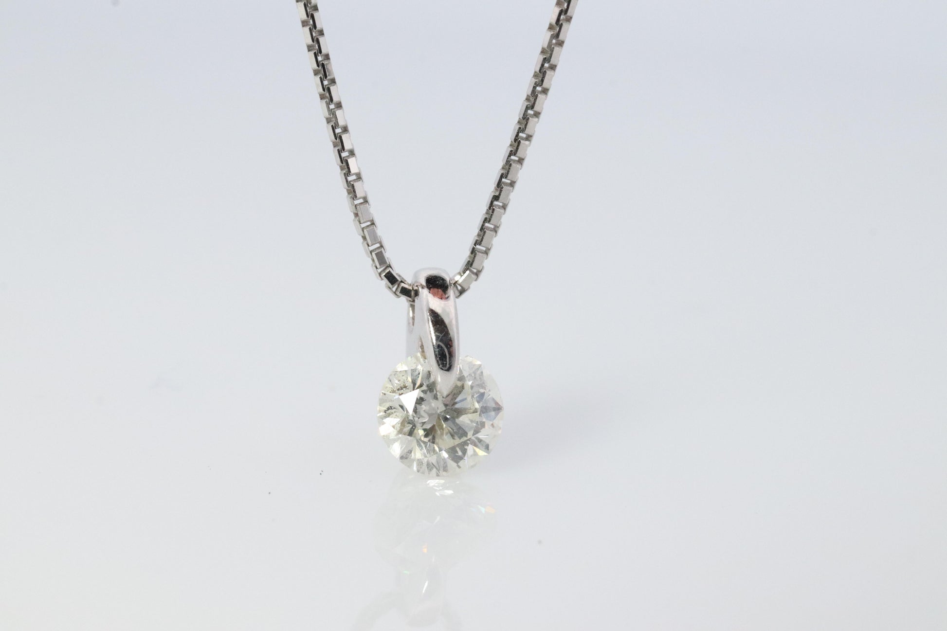 Large Diamond solitaire pendant. Platinum Pt900 Round diamond 0.59CT Necklace