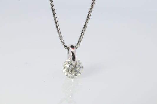 Large Diamond solitaire pendant. Platinum Pt900 Round diamond 0.59CT Necklace