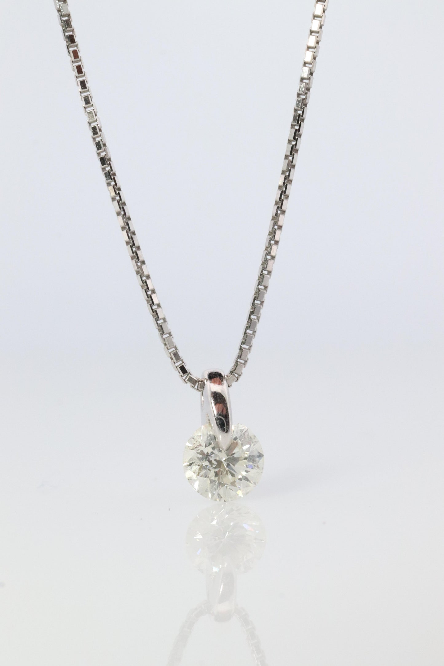 Large Diamond solitaire pendant. Platinum Pt900 Round diamond 0.59CT Necklace