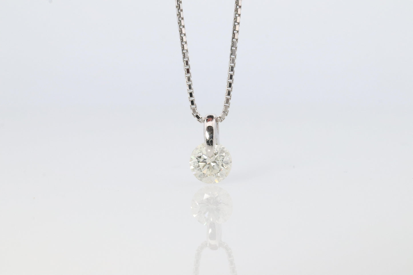 Large Diamond solitaire pendant. Platinum Pt900 Round diamond 0.59CT Necklace