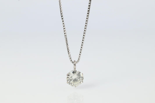 Large Diamond solitaire pendant. Platinum Pt900 Round diamond 0.35CT Necklace