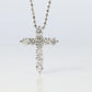 Platinum Diamond Cross Pendant. PT900 0.5ct Diamond Crucifix Ball Chain Necklace