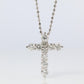 Platinum Diamond Cross Pendant. PT900 0.5ct Diamond Crucifix Ball Chain Necklace