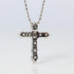 Platinum Diamond Cross Pendant. PT900 0.5ct Diamond Crucifix Ball Chain Necklace