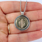 Tiffany and Co LOGO Pendant. 18k Sterling Silver 925 Medallion Coin Necklace.