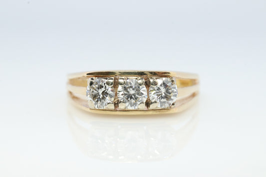 14k Diamond trio ring. TRILOGY 3 stone Diamond 1/2ctws Ring. Engagement Ring. Solitaire ring.