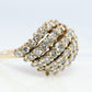 14k Diamond Cluster Bombe Dome Ring. Contemporary Diamond cluster dome cocktail ring.