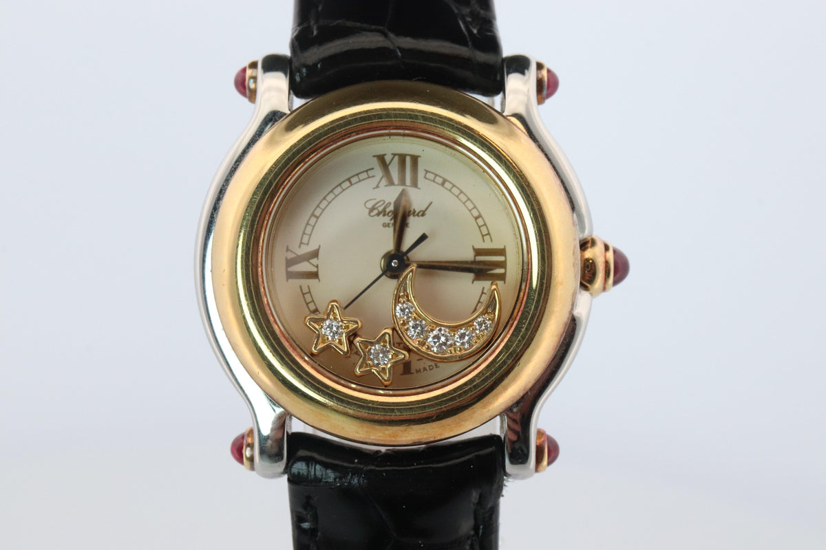 Chopard Happy Sport Moon and Stars Diamond Watch. Chopard LUC 27/8246-21 Ladies