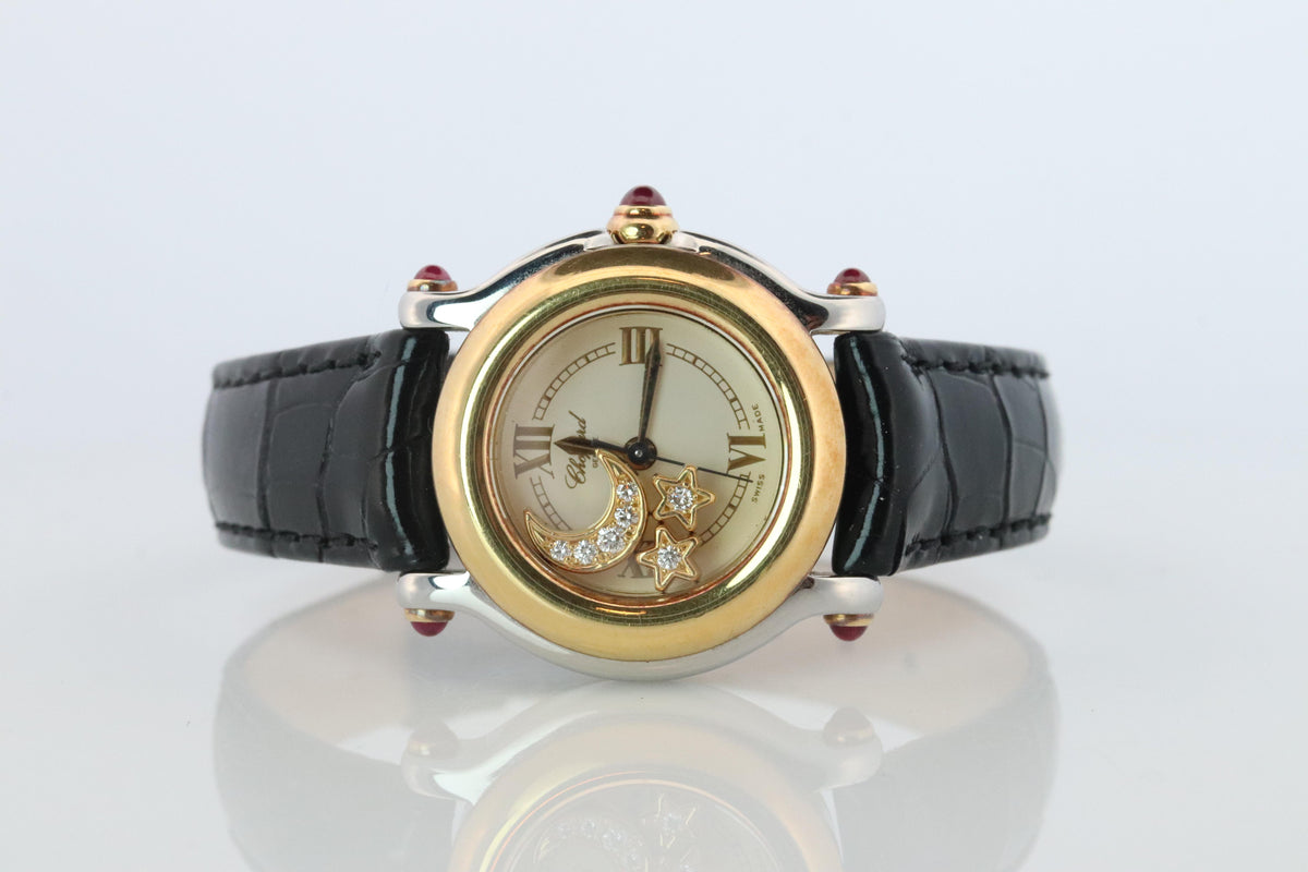 Chopard Happy Sport Moon and Stars Diamond Watch. Chopard LUC 27/8246-21 Ladies