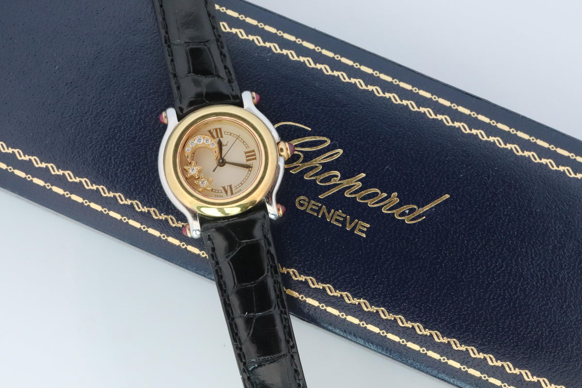 Chopard Happy Sport Moon and Stars Diamond Watch. Chopard LUC 27/8246-21 Ladies