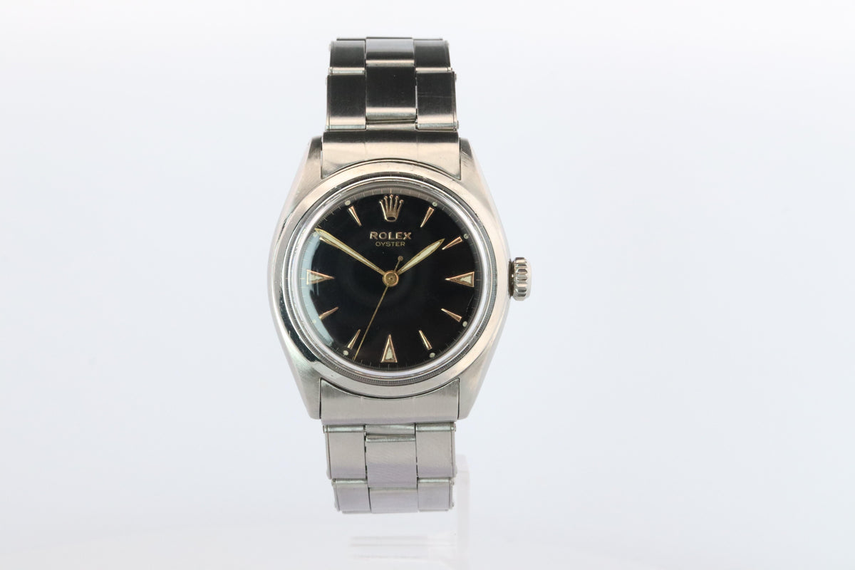 ROLEX Watch. Rolex ref. 6022 Rare Black Dial 1960s Mens Rolex watch.