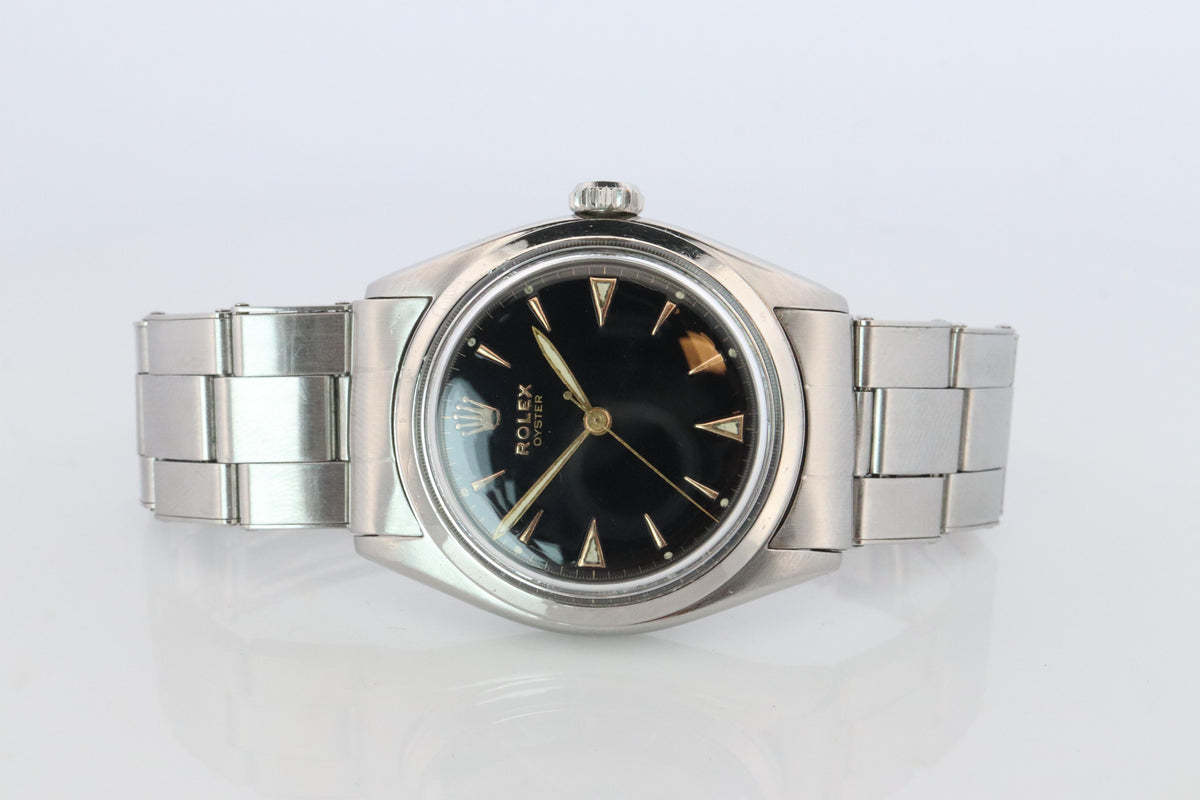 ROLEX Watch. Rolex ref. 6022 Rare Black Dial 1960s Mens Rolex watch.
