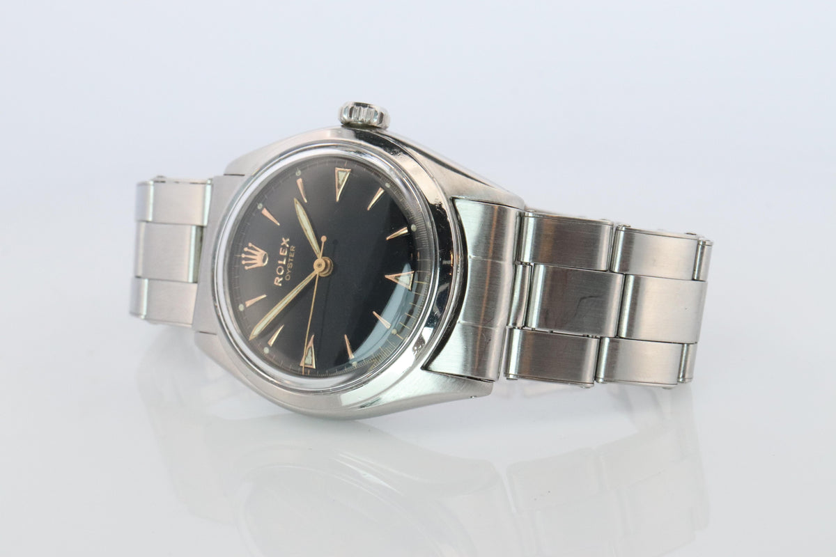 ROLEX Watch. Rolex ref. 6022 Rare Black Dial 1960s Mens Rolex watch.