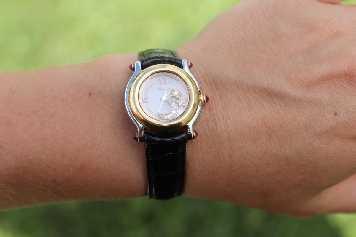 Chopard Happy Sport Moon and Stars Diamond Watch. Chopard LUC 27/8246-21 Ladies