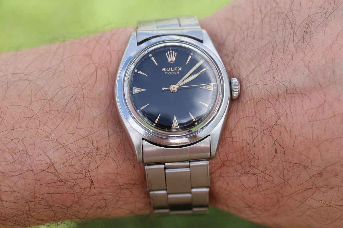 ROLEX Watch. Rolex ref. 6022 Rare Black Dial 1960s Mens Rolex watch.