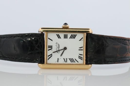 Vintage Must de Cartier Trinity Tank Watch. 925 Vermeil ARGENT Manual Tank.