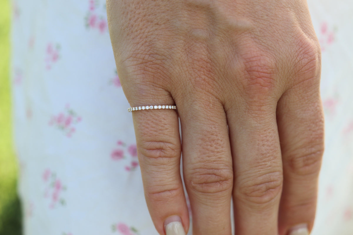 Preowned Van Cleef Arpels FELICITE band. 18k YG VCA Diamond Eternity ring.