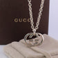 Vintage GUCCI Necklace. Double G Gucci Logo Sterling Silver Pendant Original box