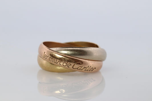 Vintage CARTIER 18k 750 Tricolor Rolling Ring. Must de Cartier Triple Ring. Band