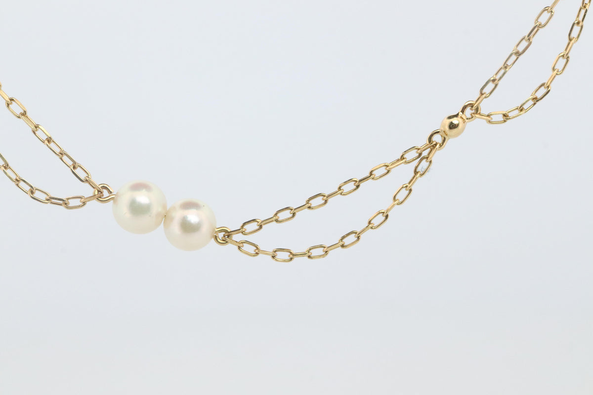 Mikimoto Bracelet. Vintage 18k Gold Mikimoto Pearl Station Bracelet Dainty.