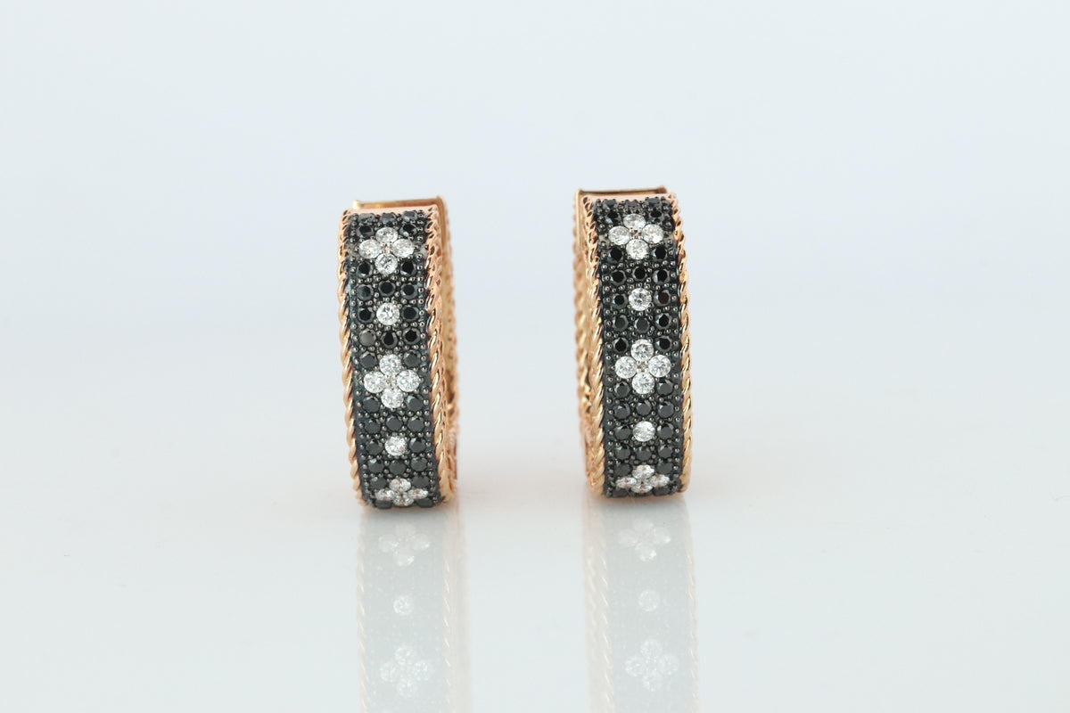 Preowned Roberto Coin Earrings. 18k Rose Gold Venetian Princess Diamond Hoops.