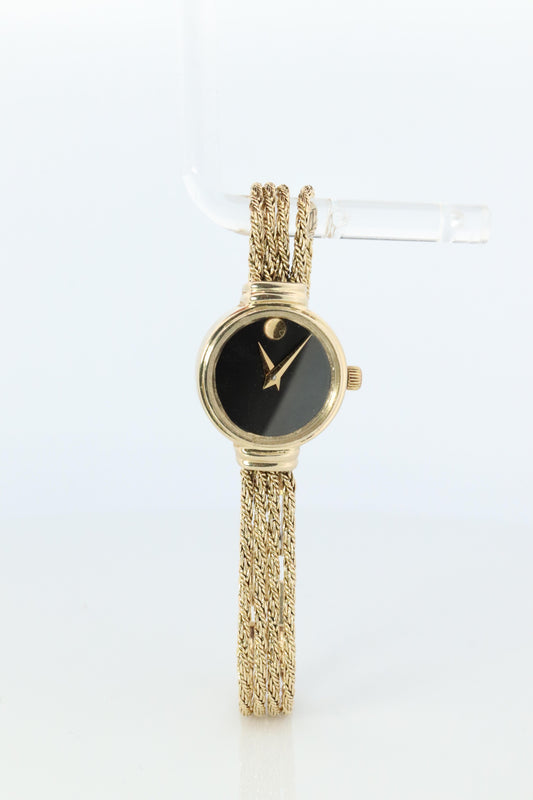 14k MOVADO Watch. 14k Yellow Gold Ladies Movado Rope Bracelet D43 Wristwatch