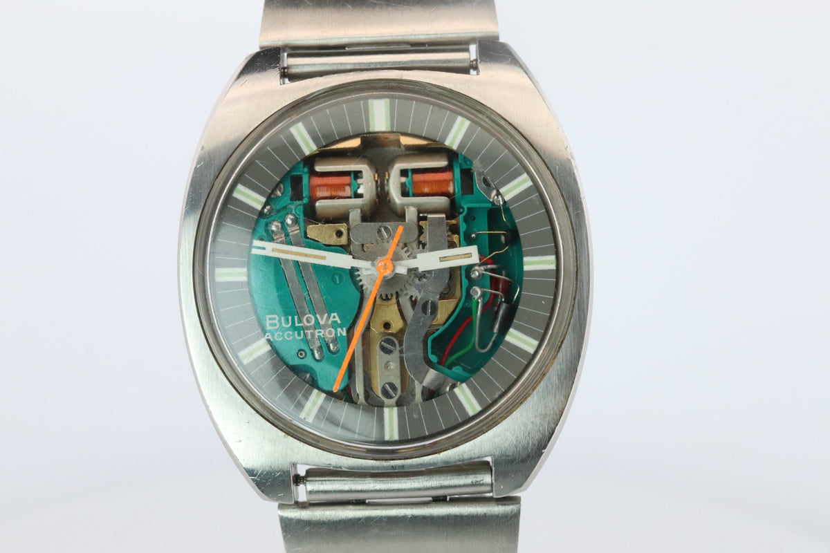 Vintage BULOVA Accutron watch. Spaceview Bulova Accutron Electric Transparent.