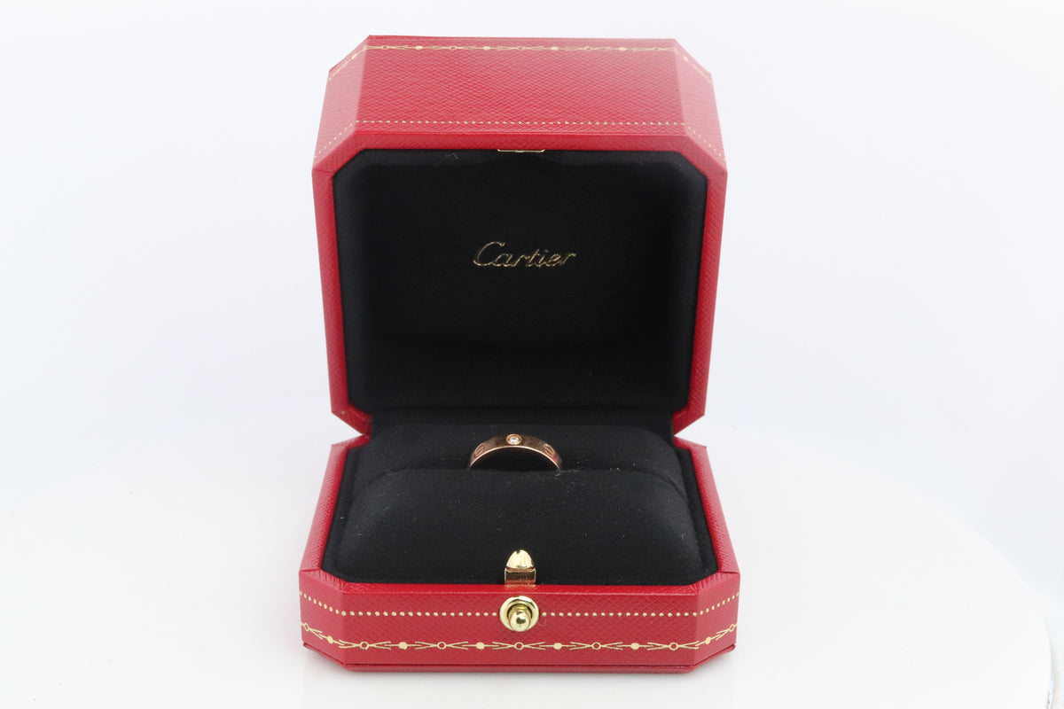 Vintage Cartier Love Diamond Ring. 18k YG Genuine Cartier 1P Diamond Band.