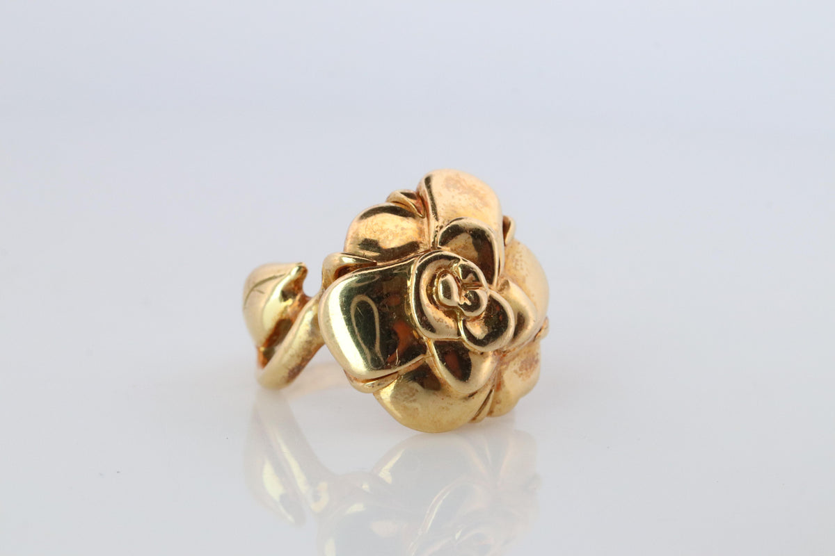 Chanel Camelia Ring. Genuine CHANEL 18k 750 Camelia Ring.