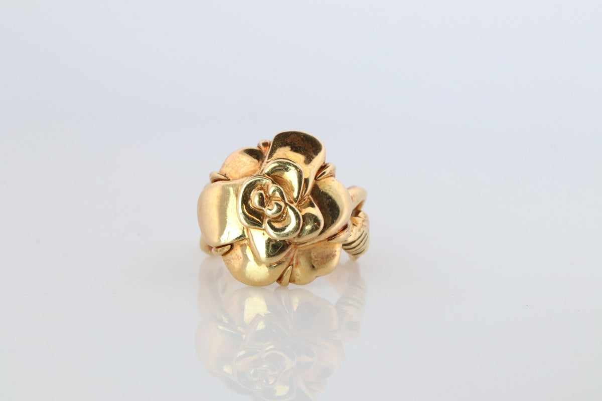Chanel Camelia Ring. Genuine CHANEL 18k 750 Camelia Ring.