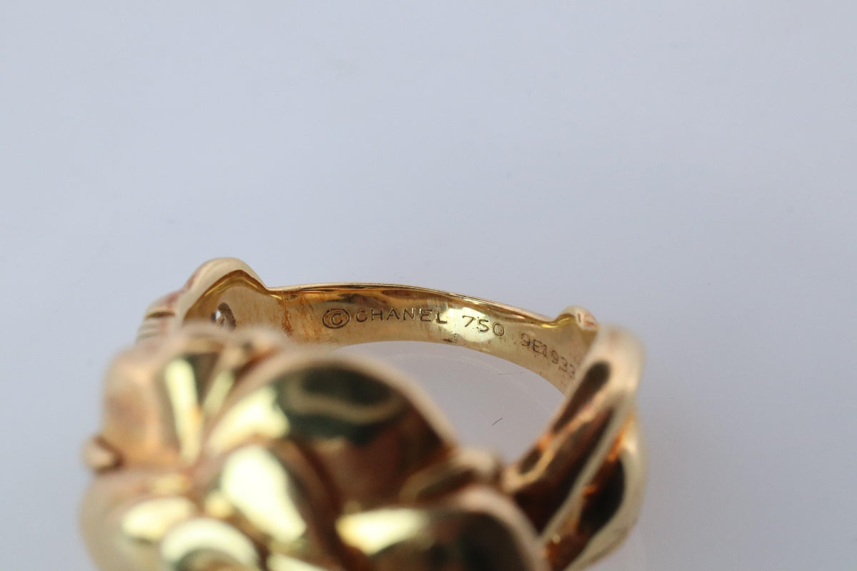 Chanel Camelia Ring. Genuine CHANEL 18k 750 Camelia Ring.