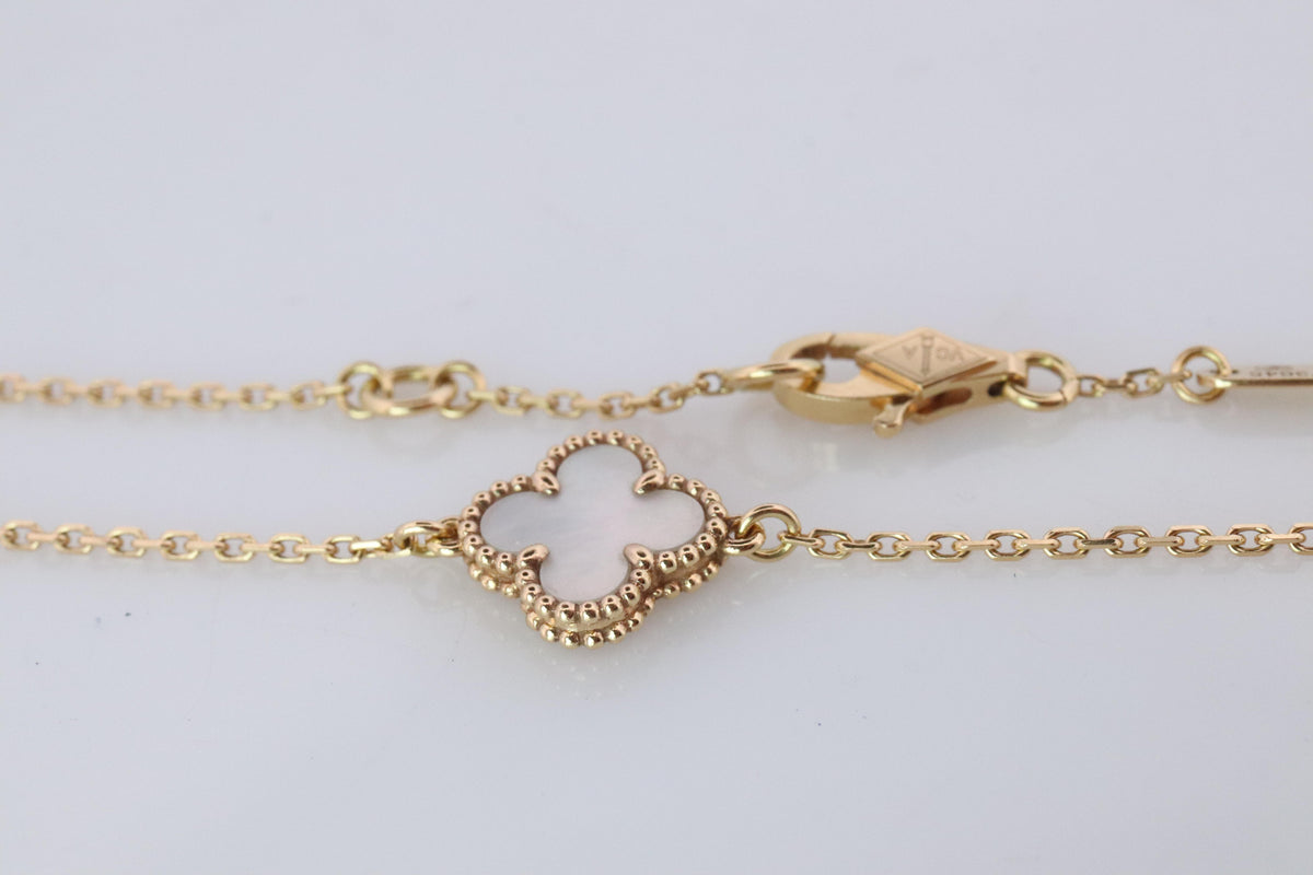 Van Cleef Arpels Sweet Alhambra Bracelet . Genuine VCA 18k YG Mother of Pearl