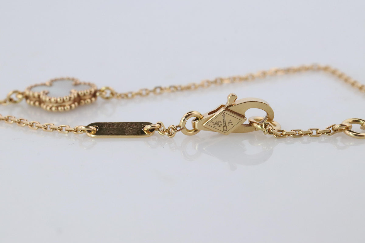 Van Cleef Arpels Sweet Alhambra Bracelet . Genuine VCA 18k YG Mother of Pearl