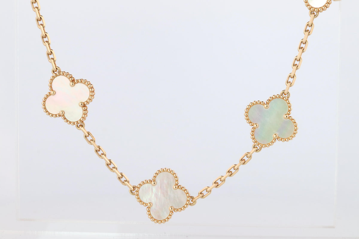 Van Cleef Arpels Alhambra Bracelet Genuine VCA 18k YG Mother of Pearl 5P Motifs