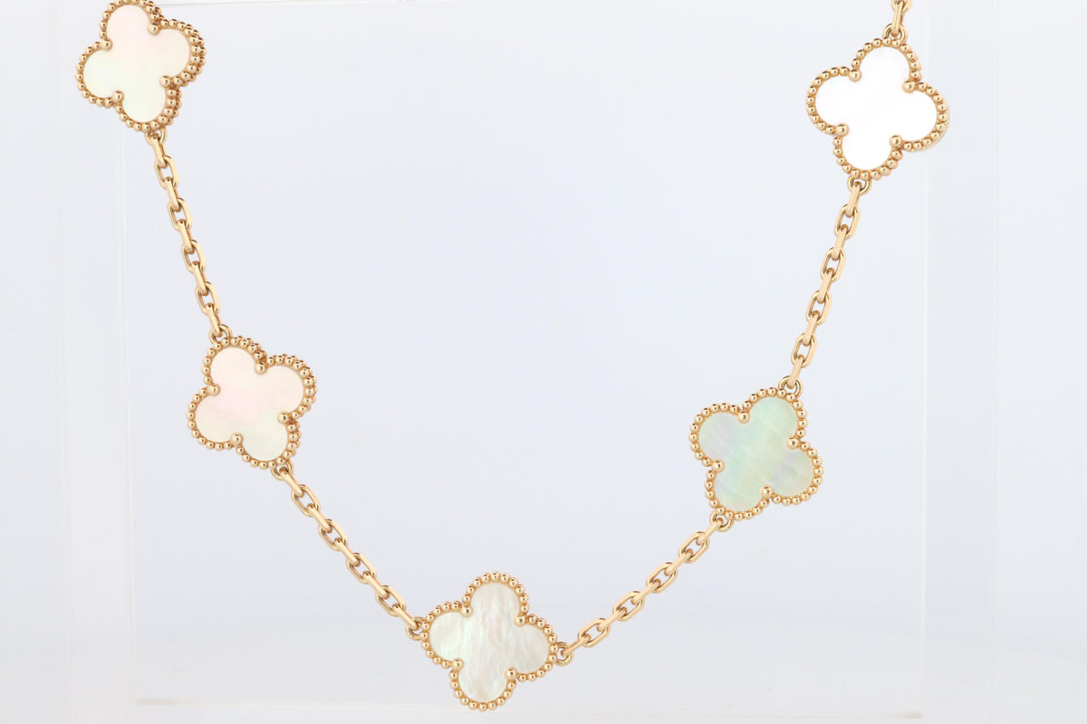 Van Cleef Arpels Alhambra Bracelet Genuine VCA 18k YG Mother of Pearl 5P Motifs